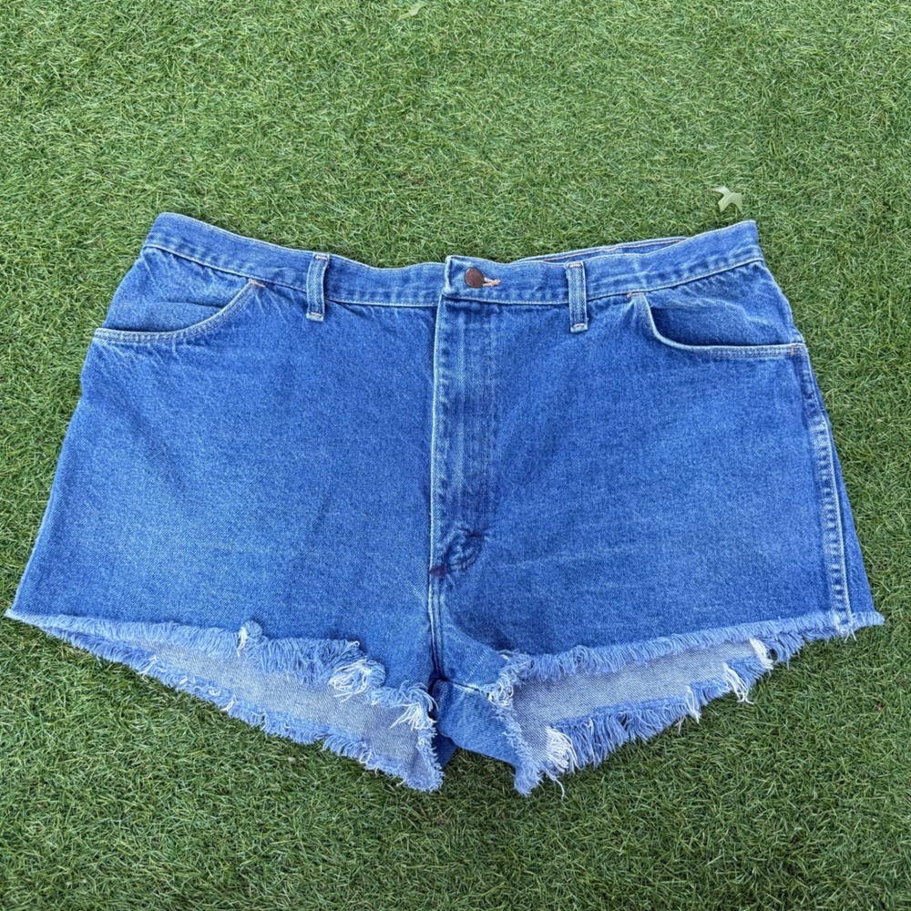 Rustler Vintage Denim Jean Shorts Frayed Cut‎ Off High Waist Size 40